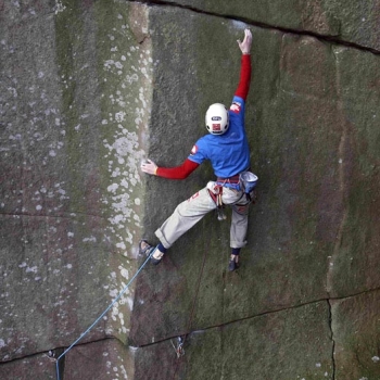 The Groove (E10 7b) Cratcliffe. James Pearson on first ascent.