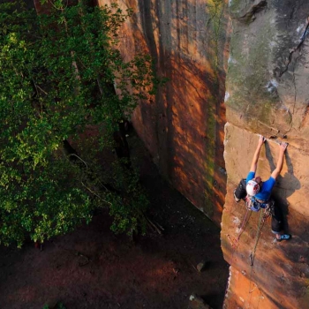 James Pearson onsighting My Piano (E8 6c) at Nesscliffe